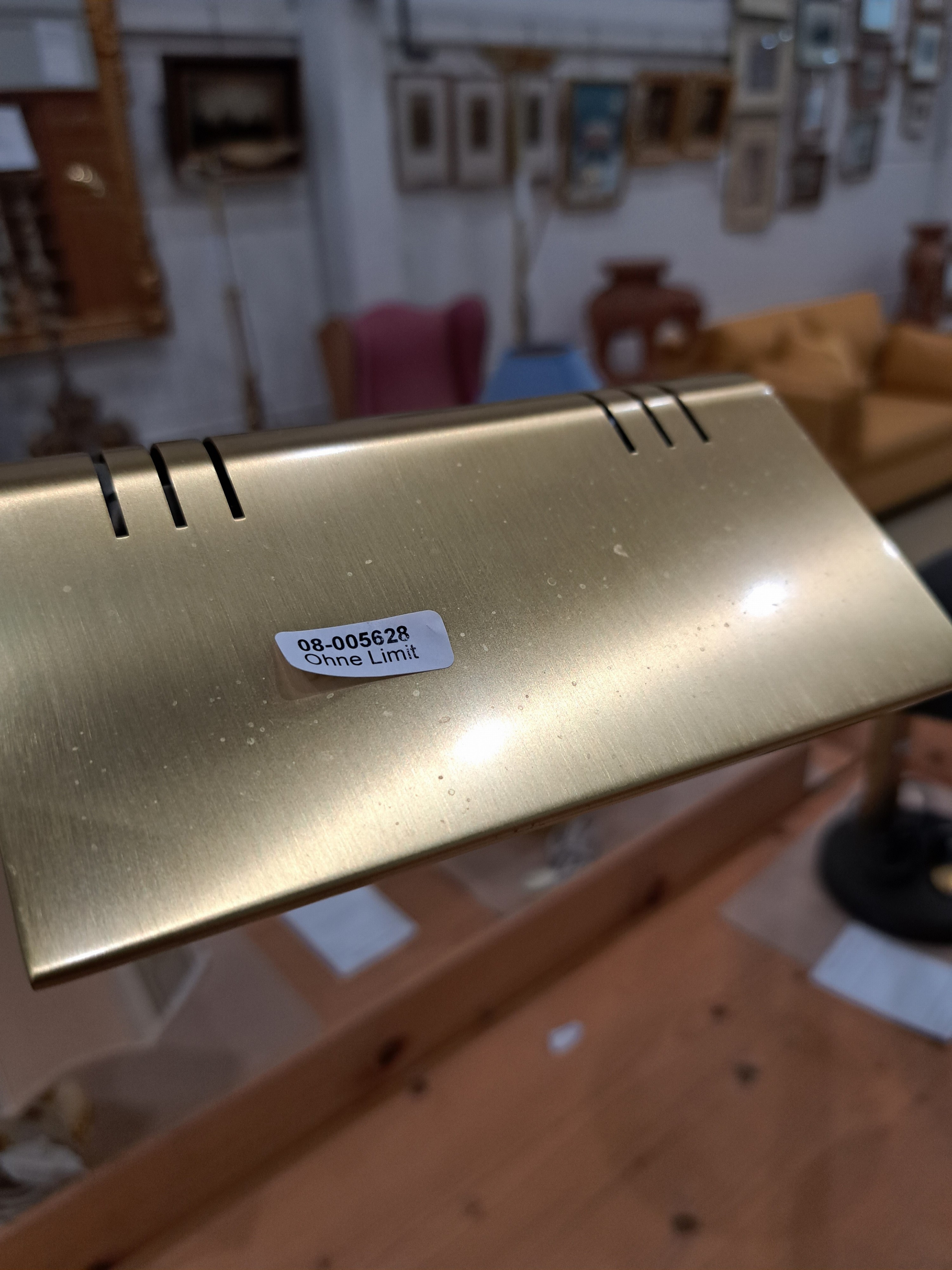 Detail a: Stehlampe, 80er Jahre, Messing, mit schwenkbarer Lampe, Elektrifizierung nicht geprüft, H. ca. 102 cm
