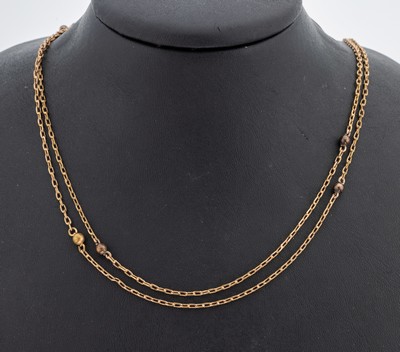 Image 8 kt Gold Uhrenkette, um 1900, GG 333/000, schlicht mit Kugel-Zwischengliedern, L. ca. ...