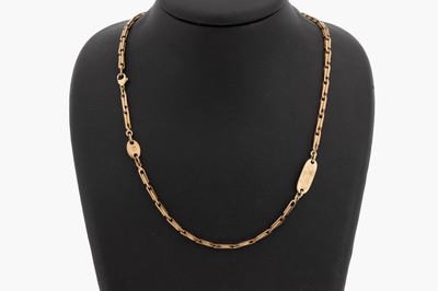 Image 8 kt Gold Collier, RG/GG 333/000, länglicheGlieder, freie GG Gravurplatte, L. ca. 54 ...