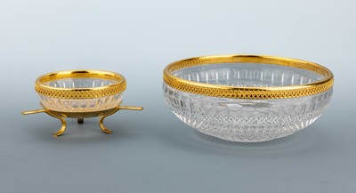 27130259a - Kaviarschale, Glaskorpus geschliffen, Rand verg., gr. Schale für Eis, D. ca. 21.5 cm, ...