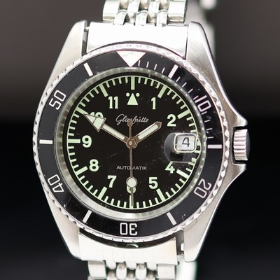 27130266a - GLASHÜTTE Taucheruhr in Edelstahl, Deutschland / Schweiz um 1995, Automatik, Boden ...