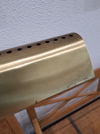 27130293a - Stehlampe, 80er Jahre, Messing, mit schwenkbarer Lampe, Elektrifizierung nicht geprüft, ...