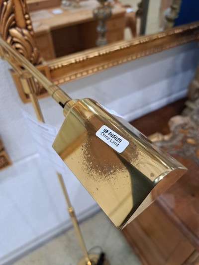 27130297a - Stehlampe, 80er Jahre, Messing, mit schwenkbarer Lampe, Elektrifizierung nicht geprüft, ...