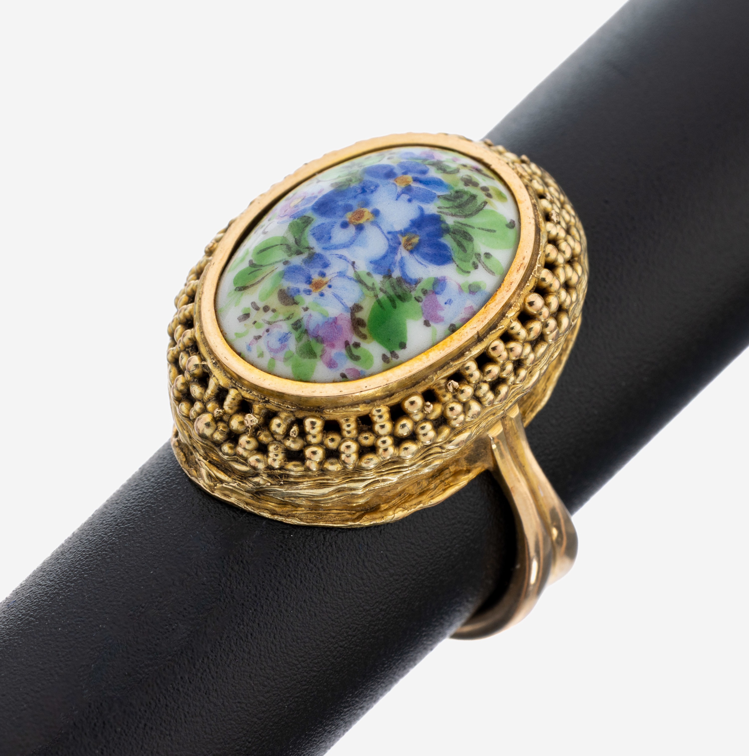 Image 27130338 - 14 kt Gold Ring mit Meissener Porzellan, GG 585/000, Porzellaneinlage MEISSEN mit ...