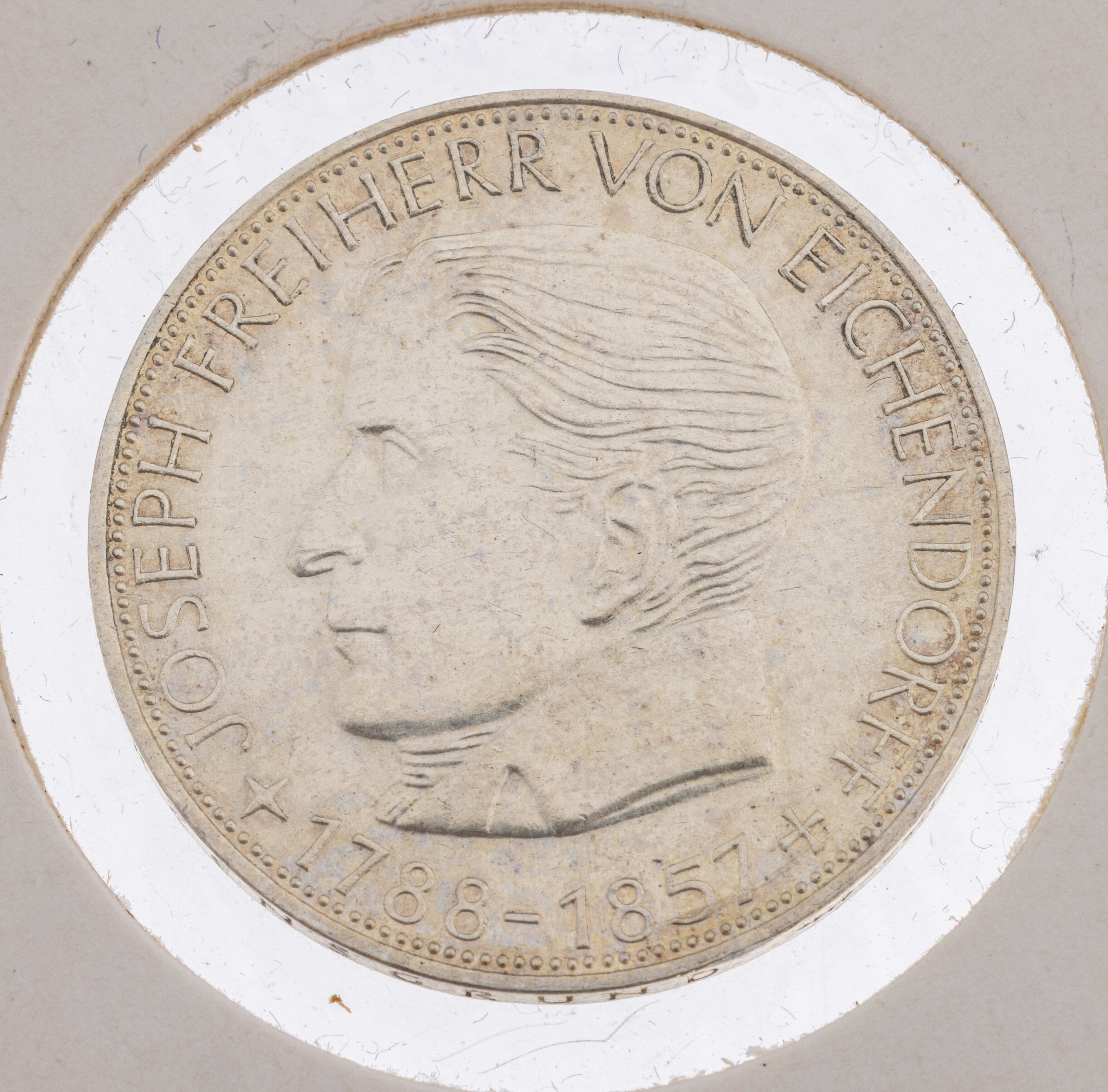 Image 27130389 - Silbermünze, 5 Mark, Deutschland , 1957, Freiherr von Eichendorff
