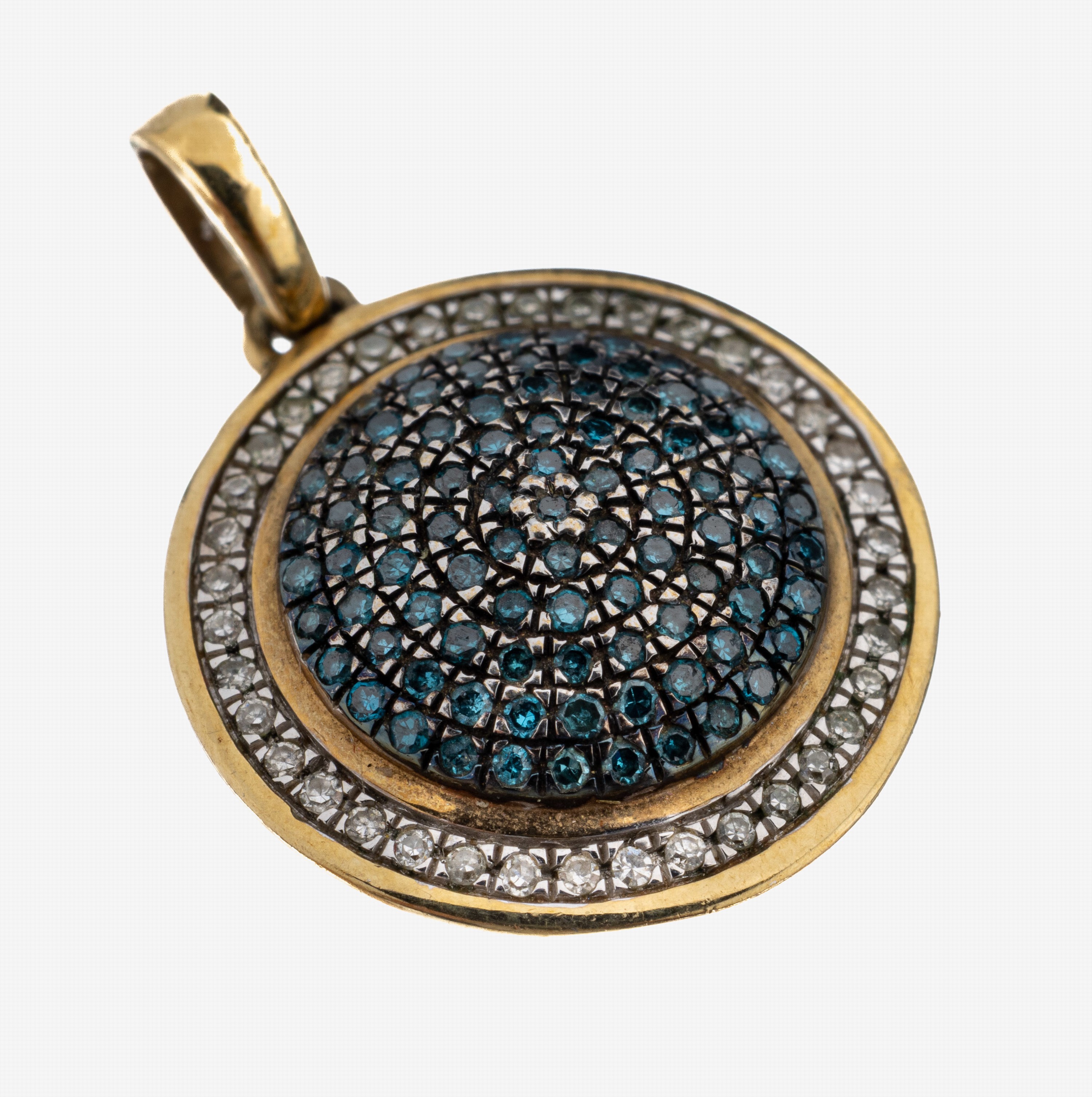 Image 27130394 - 9 kt Gold Diamant-Anhänger, GG/WG 375/000, 8/8-Diamanten zus. ca. 0.60 ct Blau (beh.) ...