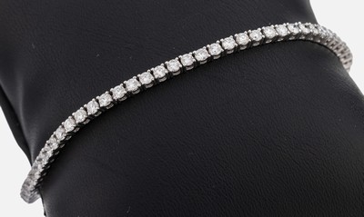 Image 14 kt Gold Brillant-Linienarmband, WG 585/000, 68 Brillanten zus. ca. 3.50 ct ...