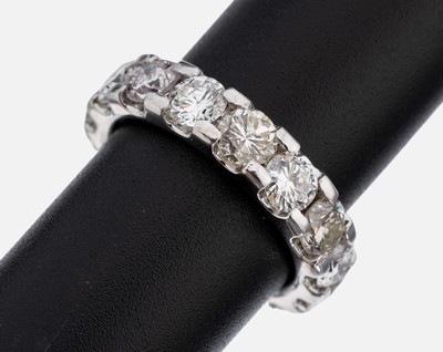 Image 14 kt Gold Brillant-Memoryring, WG 585/000,15 Brillanten zus. ca. 5.60 ct ...