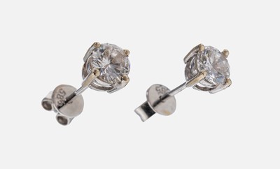 Image Paar 14 kt Gold Brillant-Ohrstecker, WG 585/000, 2 Brillanten zus. ca. 0.86 ct Weiß/si