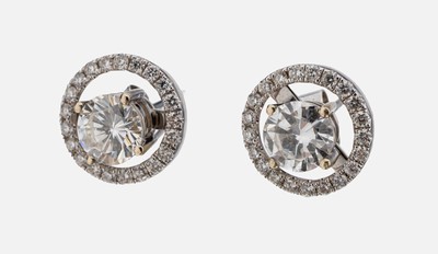 Image Paar 14 kt Gold Brillant-Ohrstecker, WG 750/000, 2 Brillanten zus. ca. 1.50 ct ...