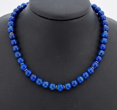 Image Lapislazuli-Collier, endlos, Lapislazuli- Kugeln, D. ca. 8.2 mm, Zwischenglieder wohl ...