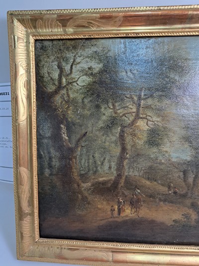 27130385c - Unbekannter Künstler des 18.Jh., Flusslandschaft mit Figurenstaffage und der Kulisse ...
