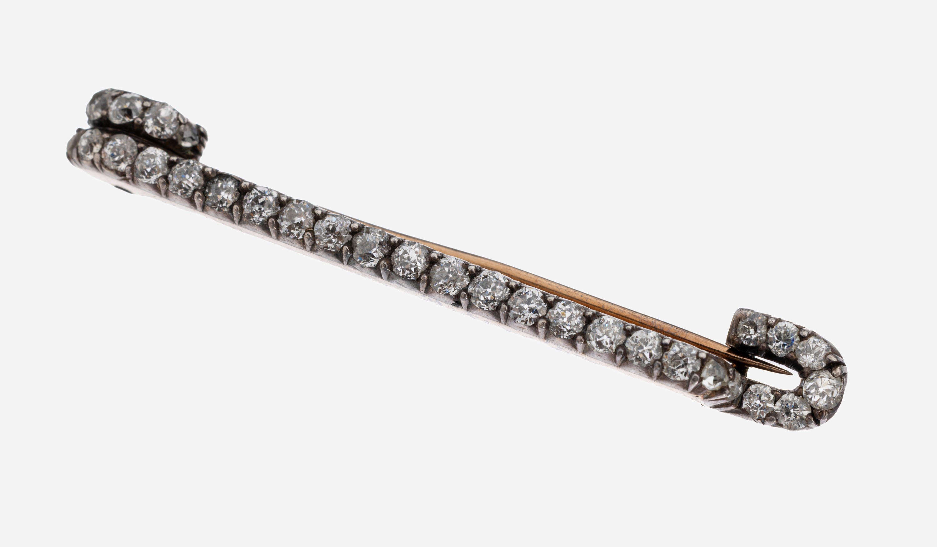 Image 27130442 - 14 kt gold diamond-brooch, approx. 1890 , RG585/000 tested, obverse silver, 28 old cut ...