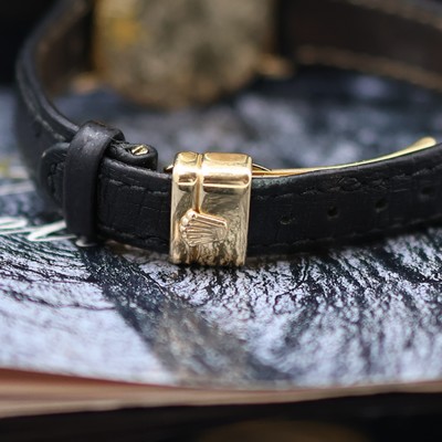 27130409d - ROLEX Damenarmbanduhr Serie Cellini Referenz 6621/8, LC 100, GG 750/000 inkl. Lederband ...