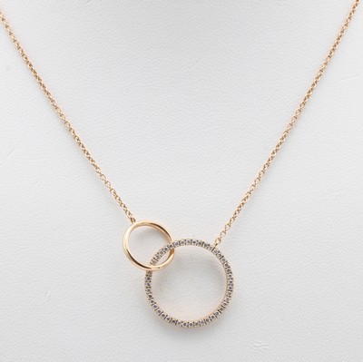 27130438a - Collier mit Brillanten, RG 585/000, Brill. in Kreis gefaßt zus. ca. 0.22 ct Weiß/si, ...