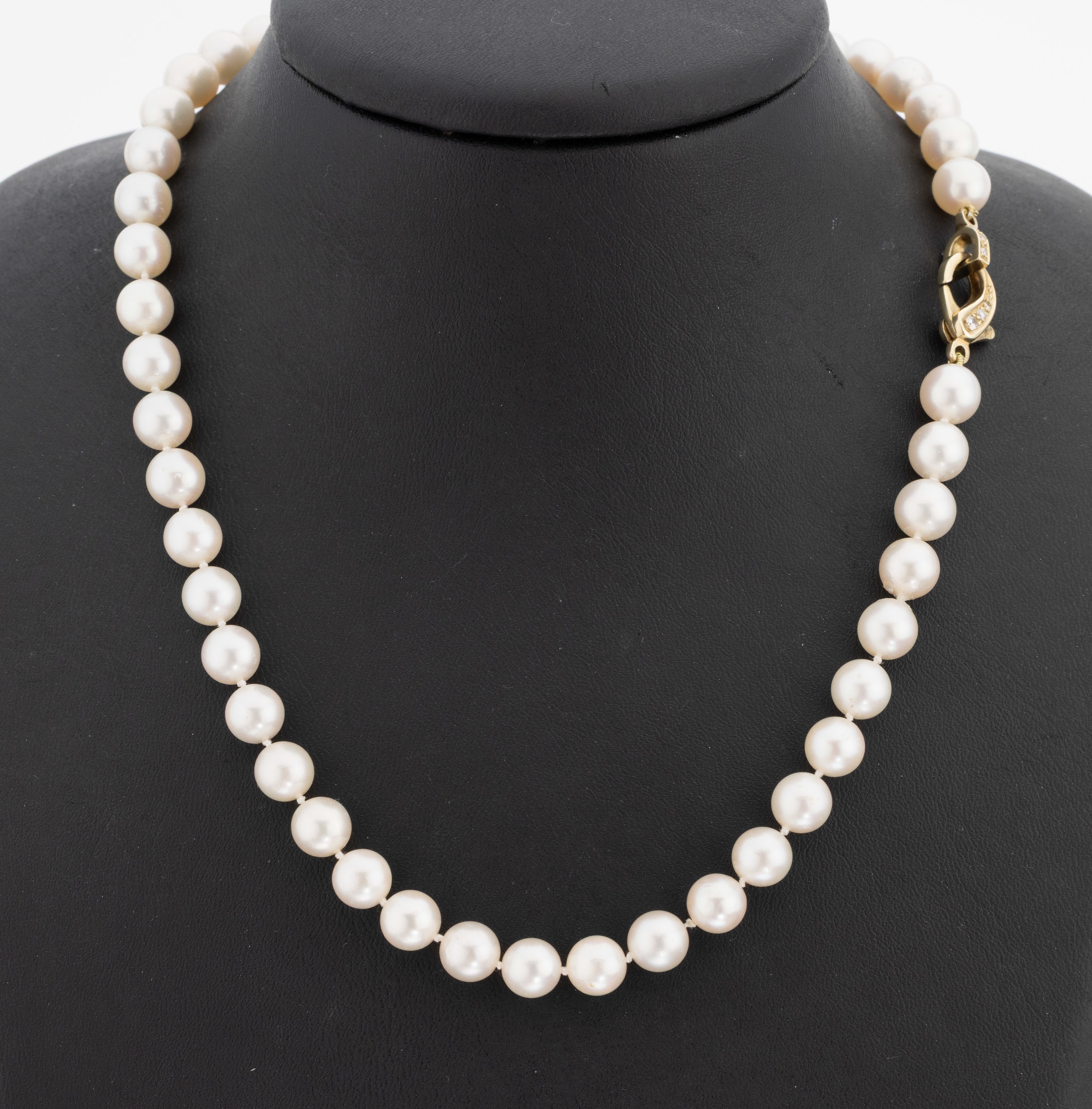 Image 27130531 - Perl-Collier mit 14 kt Gold Brillant-Schließe, GG 585/000, Akoyazuchtperlen, D. ca. ...