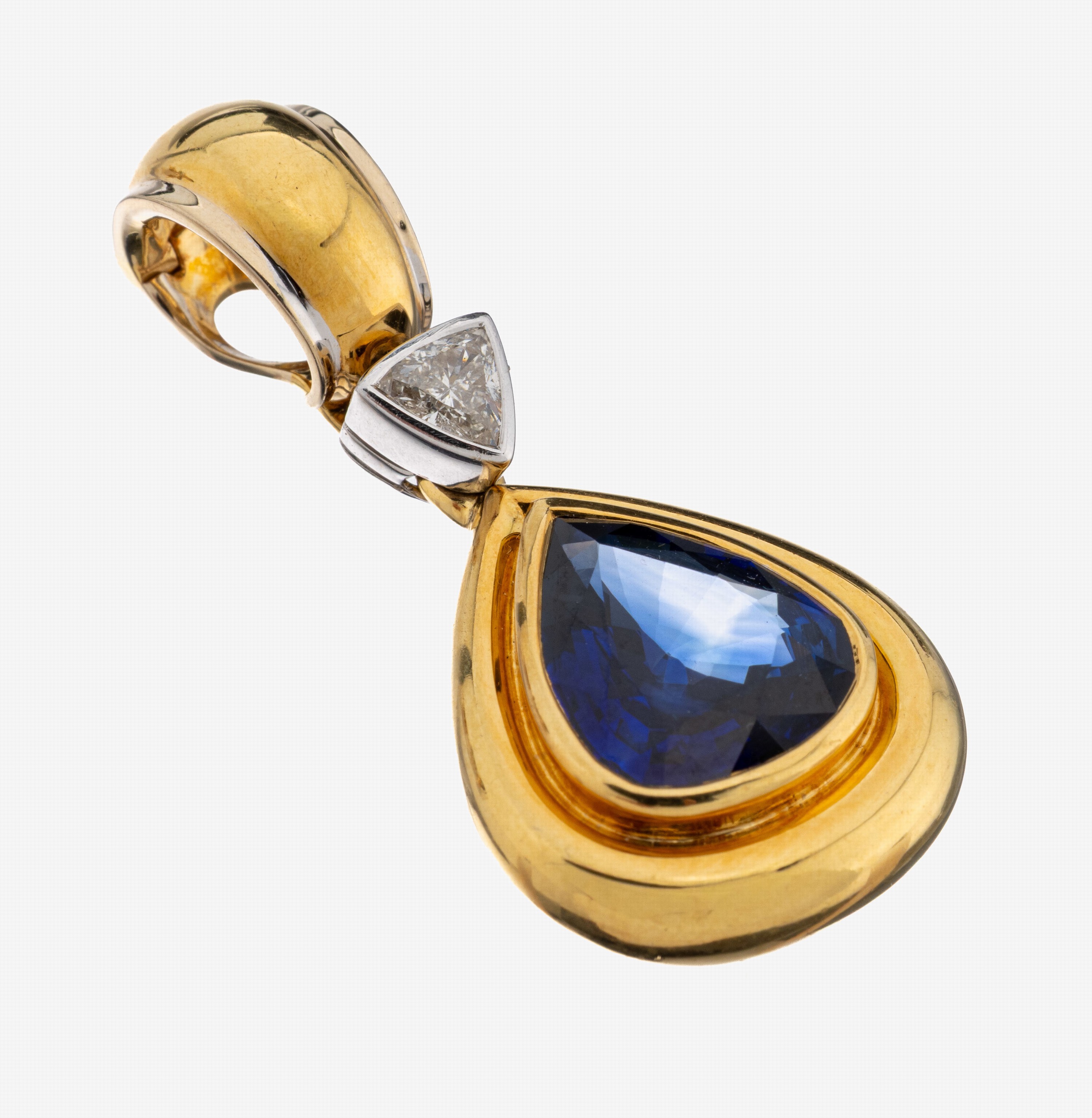 Image 27130555 - 18 kt Gold Saphir-Diamant-Clipanhänger, GG/WG 750/000, bewegl. Abhängung mit facett. ...