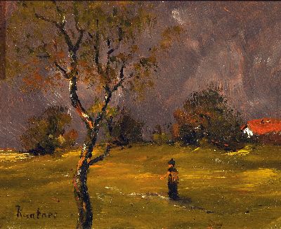 Image Karl Kuntner, artist of the mid-20th century, autumn landscape, signed, oil/wood, frame ...