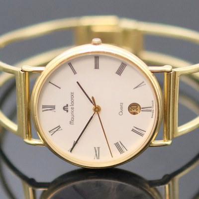 27130584a - MAURICE LACROIX Armbanduhr in GG 750/000, quarz, Schweiz um 1990, 2-teil. Geh. inkl. GG ...