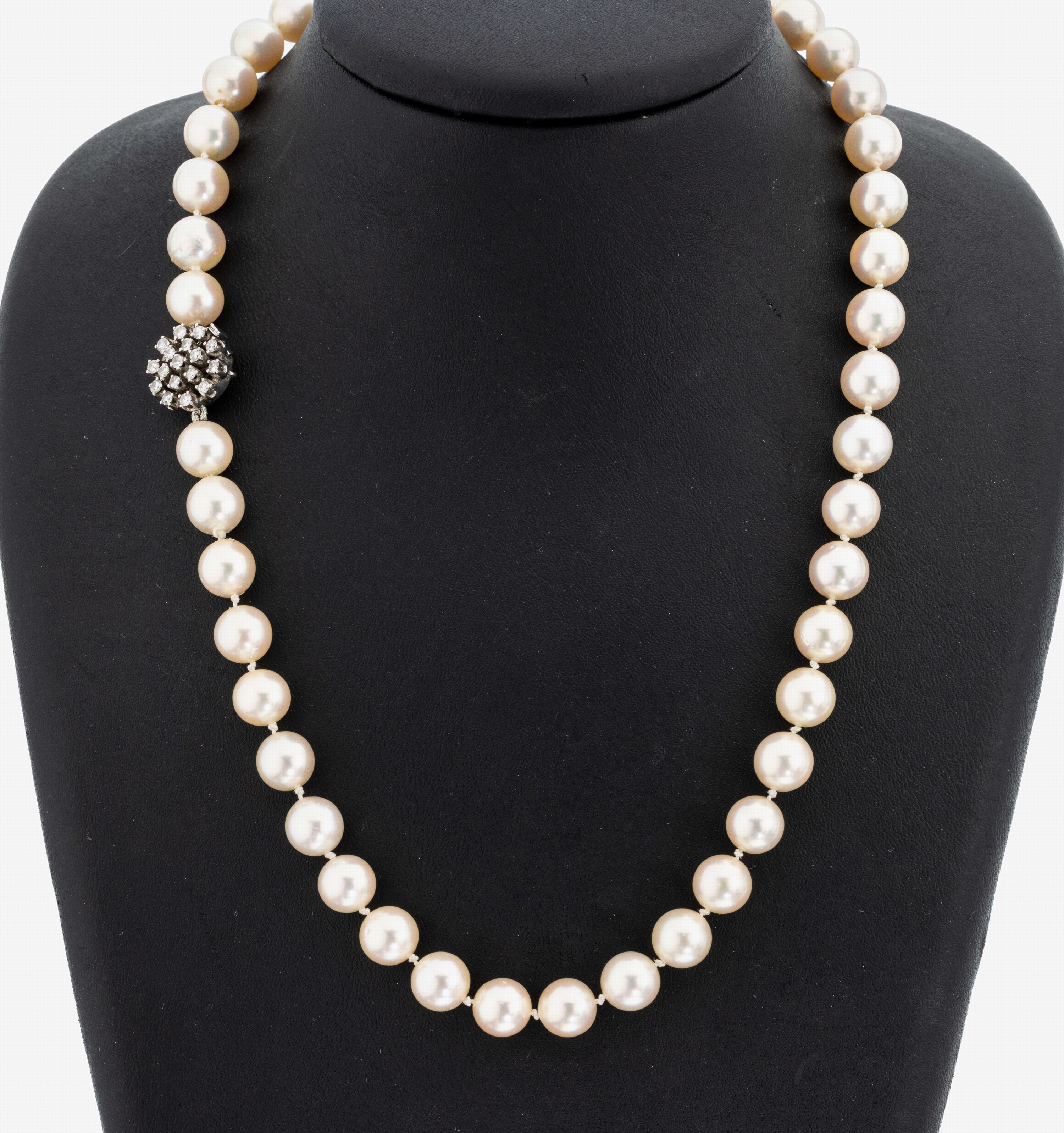 Image 27130608 - Perl-Collier mit 14 kt Gold Brillant-Schließe, WG 585/000, Akoyazuchtperlen, D. ca. ...