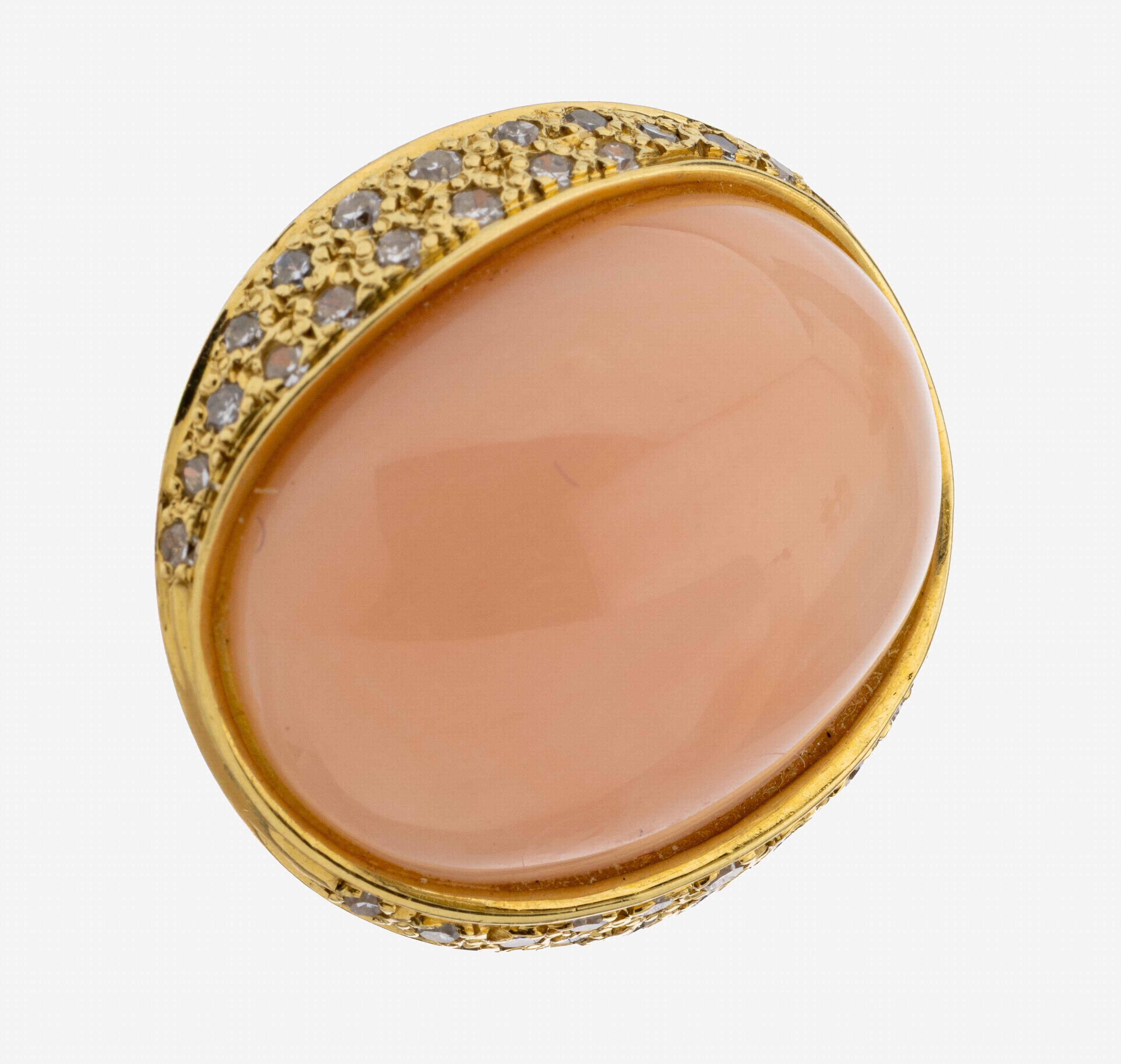 Image 27130633 - 18 kt Gold Korallen-Diamant-Kettenverkürzer, GG 750/000, ovaler Engelhautkorallen ...