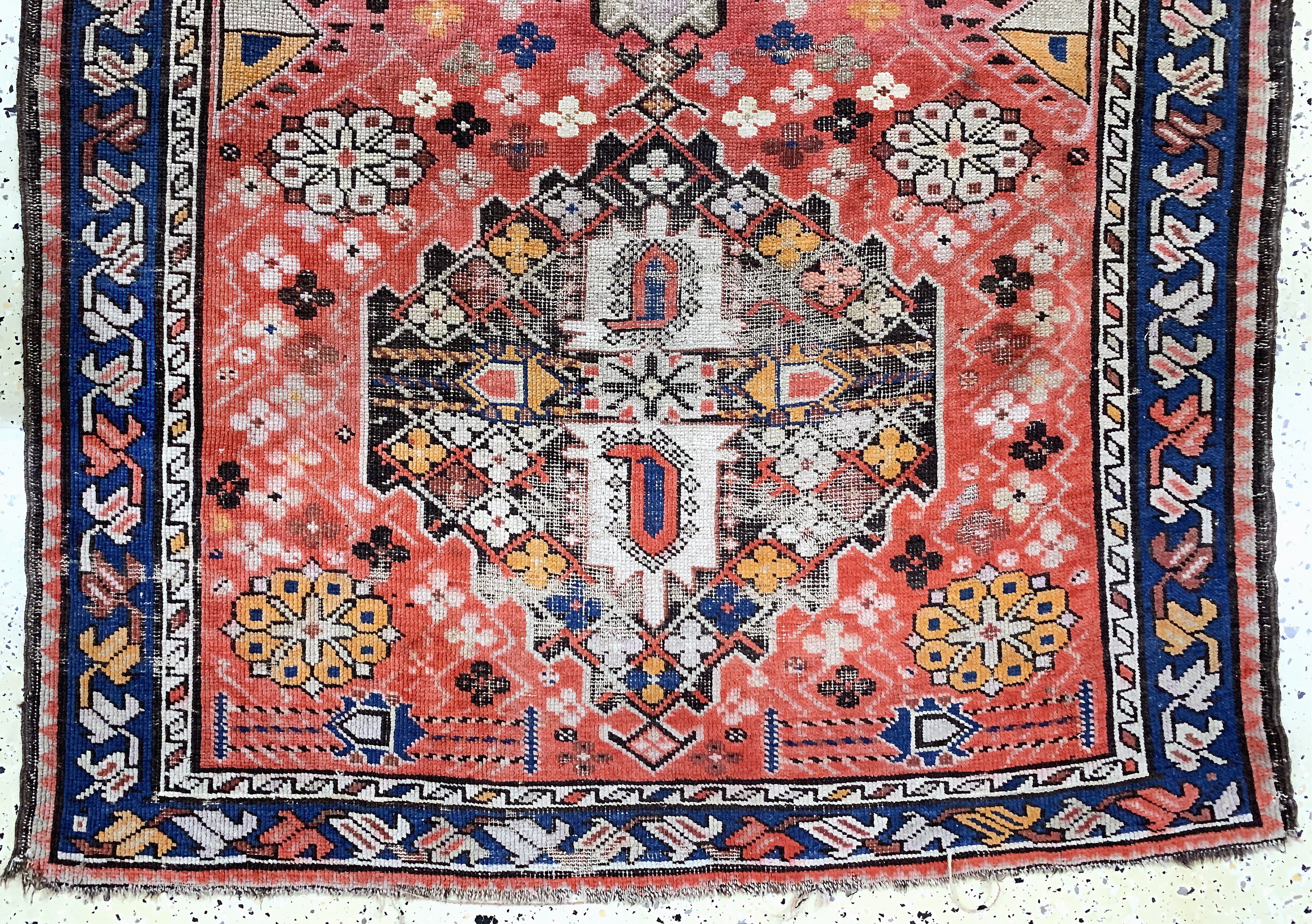 Detail d: Kazak antik, Kaukasus, um 1900, Wolle auf Wolle, ca. 270 x 117 cm, EHZ: 4