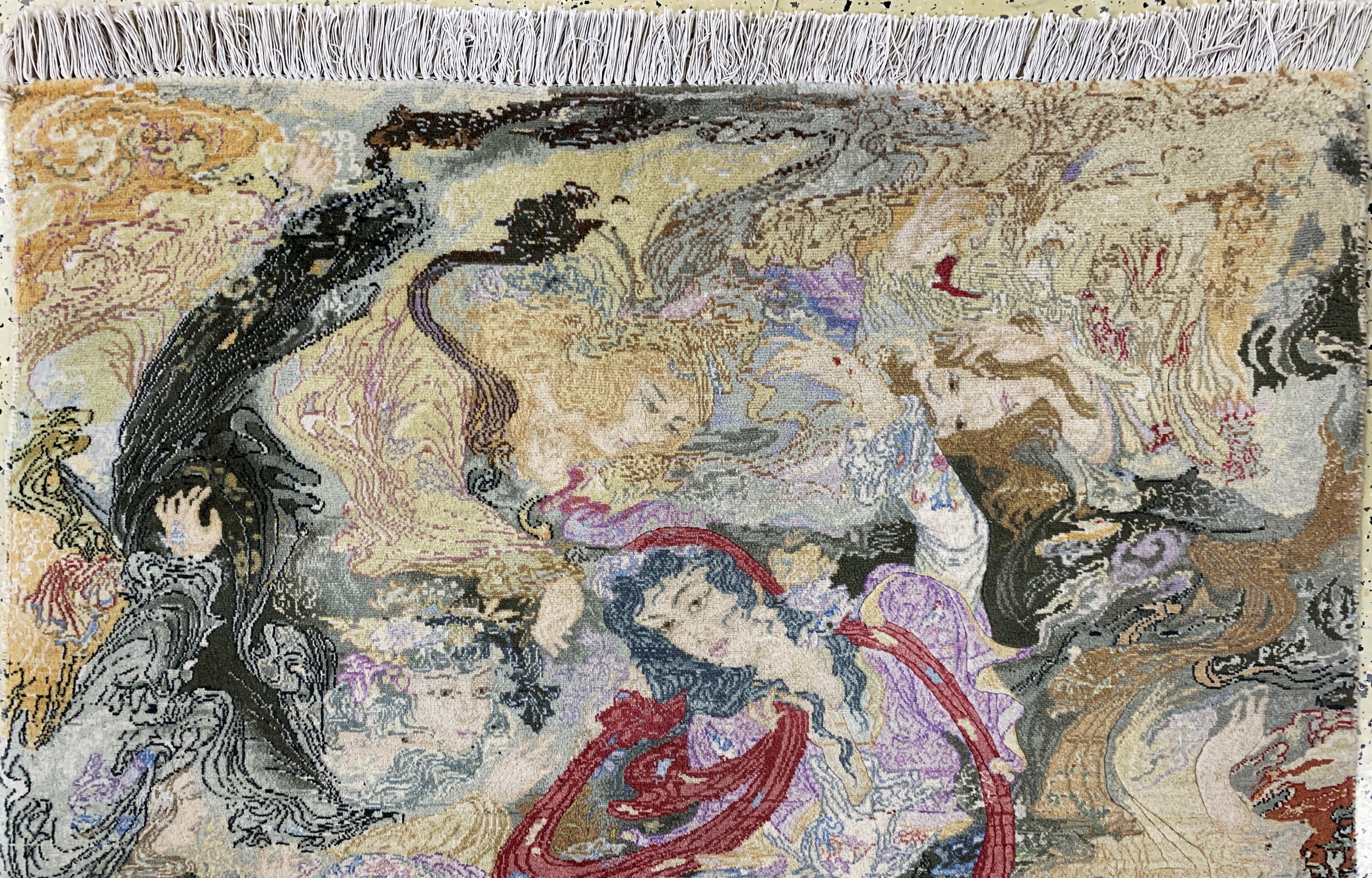 Detail a: Täbriz fein(50 Raj), Persien, Mitte 20.Jhd,Korkwolle mit Seide, ca. 110 x 114 cm, ca. 500.000 Kn/qm, EHZ: 2