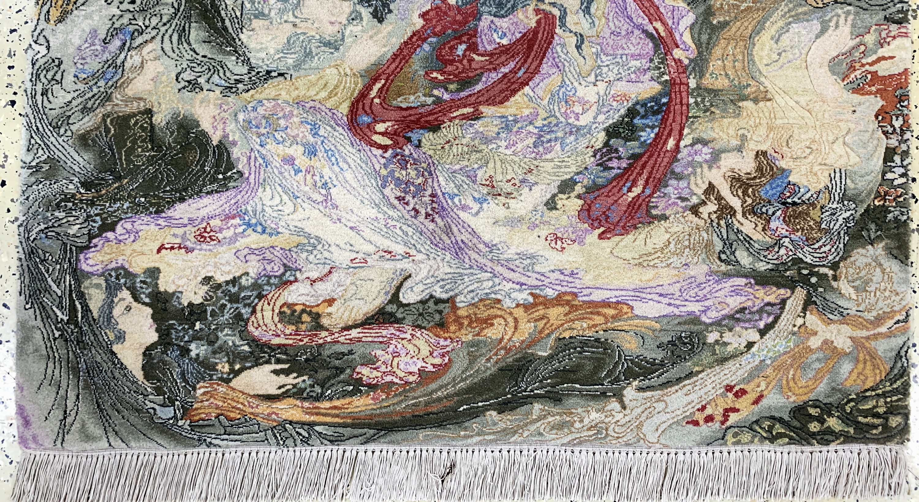 Detail b: Täbriz fein(50 Raj), Persien, Mitte 20.Jhd,Korkwolle mit Seide, ca. 110 x 114 cm, ca. 500.000 Kn/qm, EHZ: 2