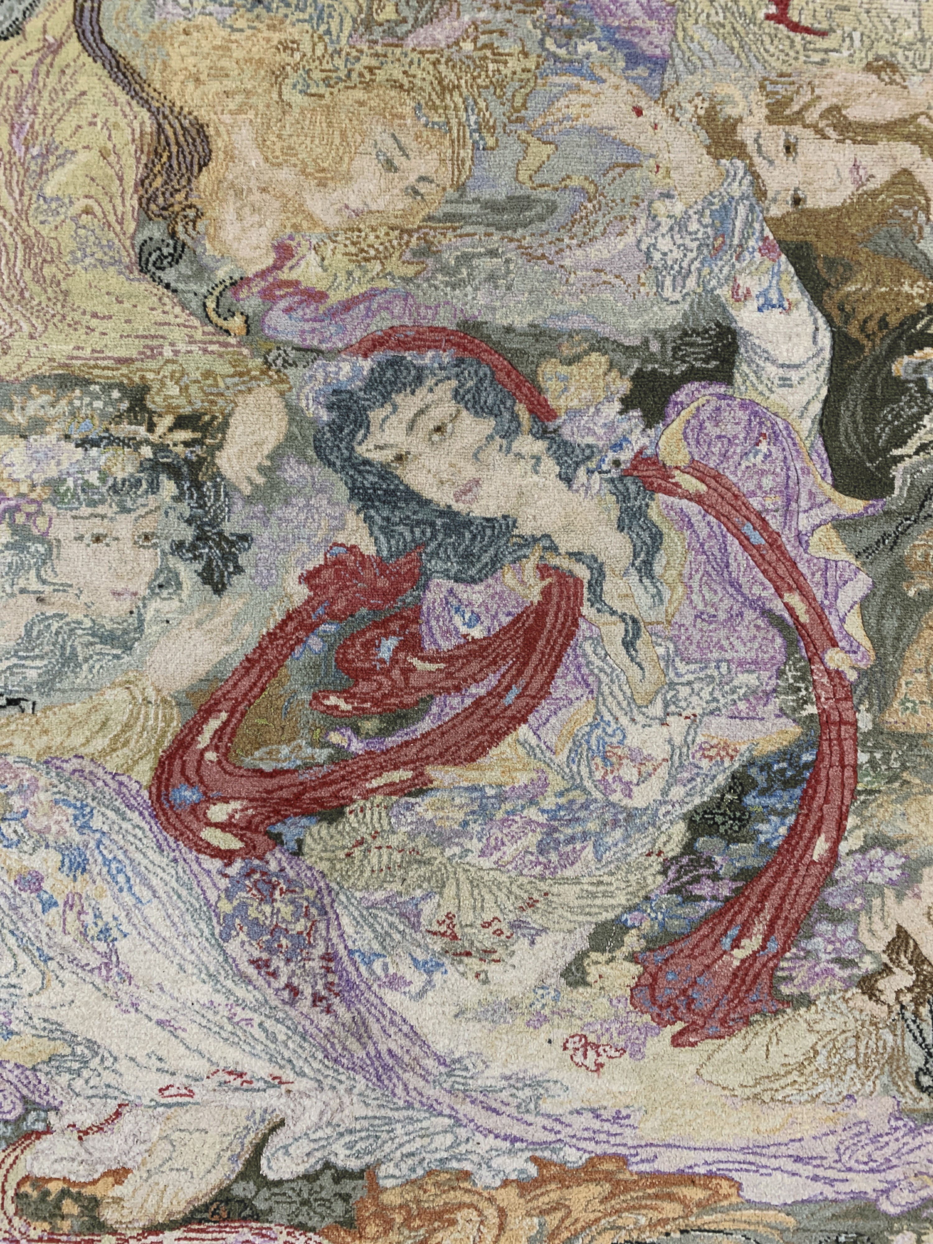 Detail d: Täbriz fein(50 Raj), Persien, Mitte 20.Jhd,Korkwolle mit Seide, ca. 110 x 114 cm, ca. 500.000 Kn/qm, EHZ: 2