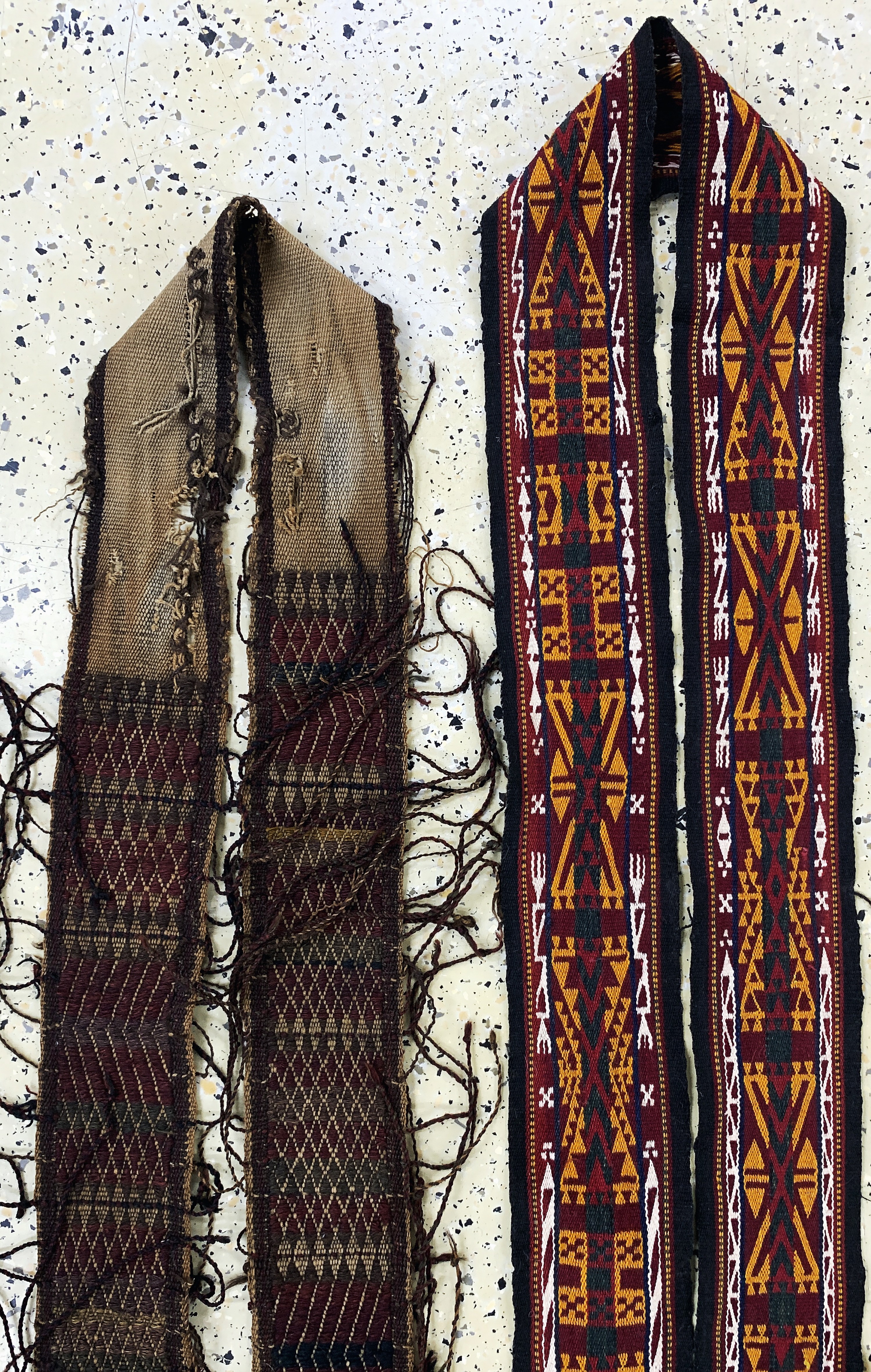 Detail a: 2 Lots Zeltbänder, Turkmenistan, Anfang 20.Jhd, Wolle auf Wolle, ca. 700 x 12 cm & ca. 510 x 11 cm, EHZ: 2-3