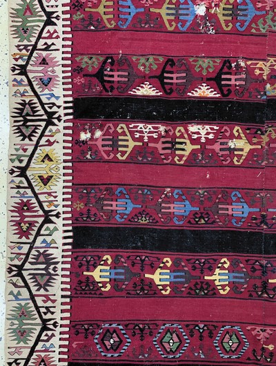 27130601c - ´Reyhanli´Kelim antik, Türkei, um 1900, Wolle auf Wolle, ca. 445 x 170 cm, EHZ: 4, ...