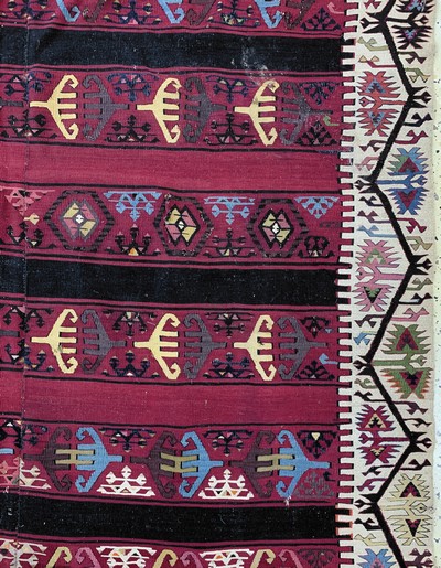27130601f - ´Reyhanli´Kelim antik, Türkei, um 1900, Wolle auf Wolle, ca. 445 x 170 cm, EHZ: 4, ...