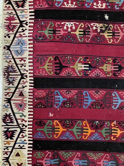 27130601g - ´Reyhanli´Kelim antik, Türkei, um 1900, Wolle auf Wolle, ca. 445 x 170 cm, EHZ: 4, ...