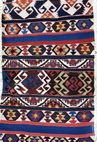 27130628d - Konya Kilim antique, Turkey, 19th century, wool on wool, approx. 390 x 155 cm, two ...