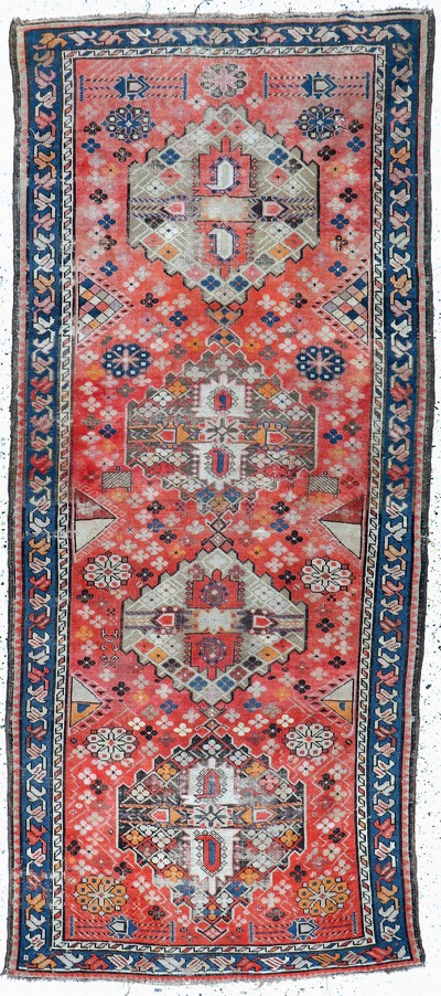 Image Kazak antique, Caucasus, around 1900, wool on wool, approx. 270 x 117 cm, condition: 4. ...