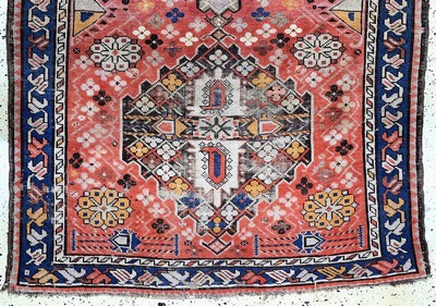 27130642d - Kazak antik, Kaukasus, um 1900, Wolle auf Wolle, ca. 270 x 117 cm, EHZ: 4 Schätzpreis: ...