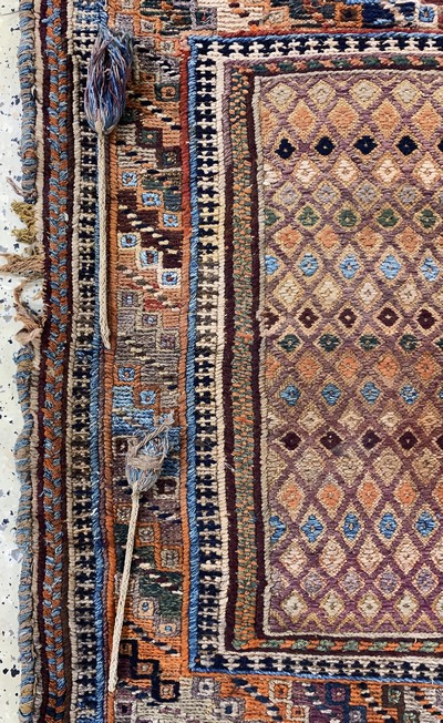 27130658c - Rukorsi antik, Persien, um 1900, Wolle auf Wolle, ca. 100 x 89 cm, EHZ: 2 Schätzpreis: ...