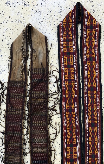 27130661a - 2 Lots Zeltbänder, Turkmenistan, Anfang 20.Jhd, Wolle auf Wolle, ca. 700 x 12 cm & ca. ...