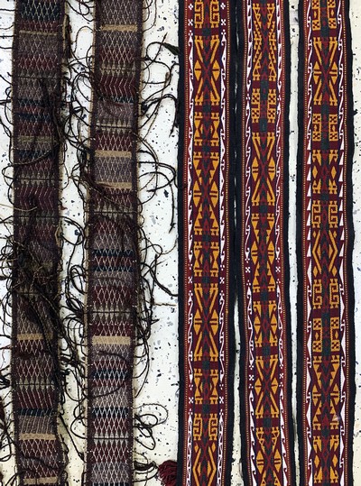 27130661c - 2 Lots Zeltbänder, Turkmenistan, Anfang 20.Jhd, Wolle auf Wolle, ca. 700 x 12 cm & ca. ...