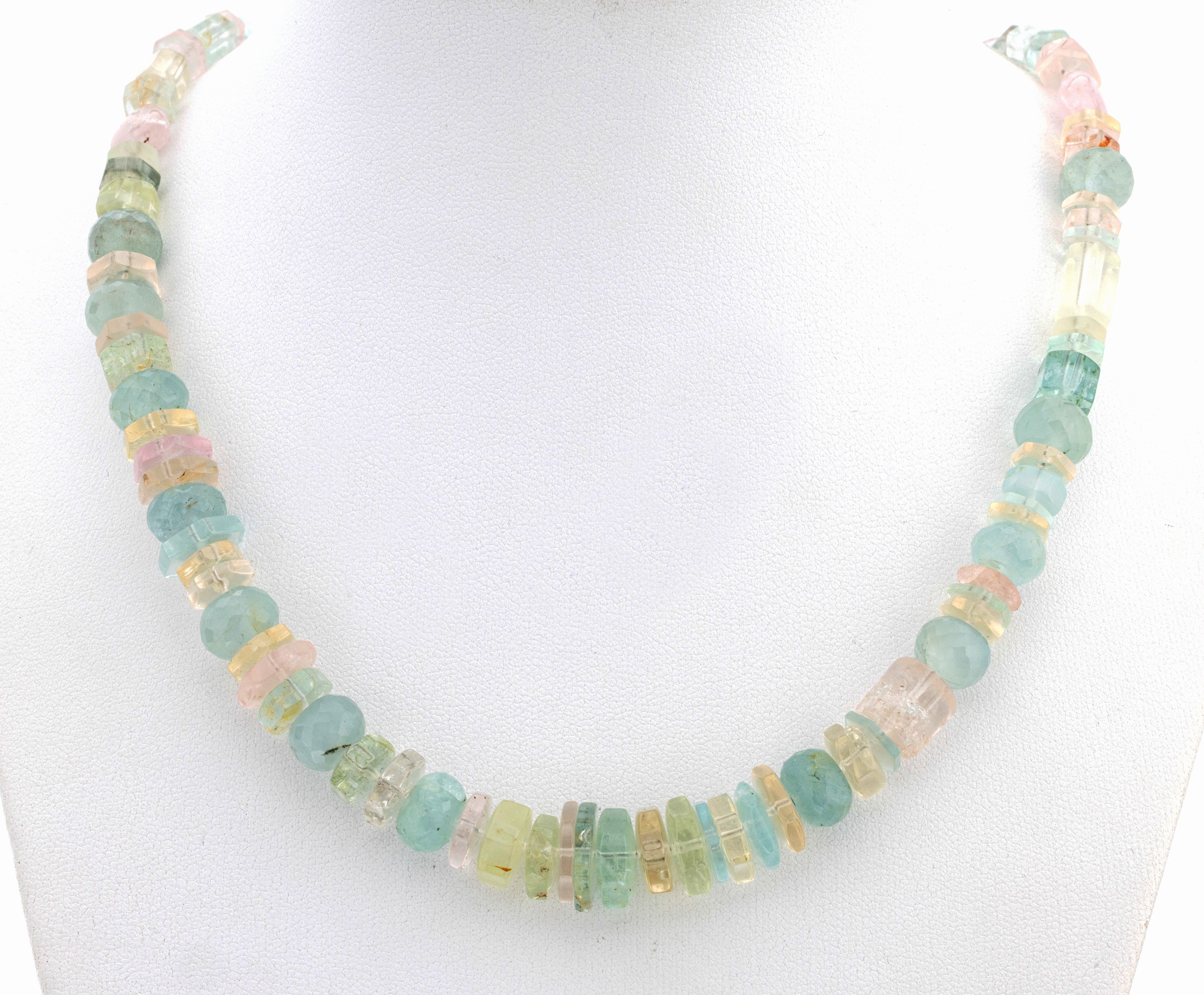 Image 27130838 - Collier aus Morganit und Aquamarin , Feder- ringschließe 925er Silber vergoldet, ...