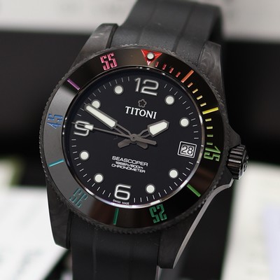 27130828a - TITONI Seascoper Chronometer ungetragene Herrenarmbanduhr Referenz 83600 C-RA-256, ...