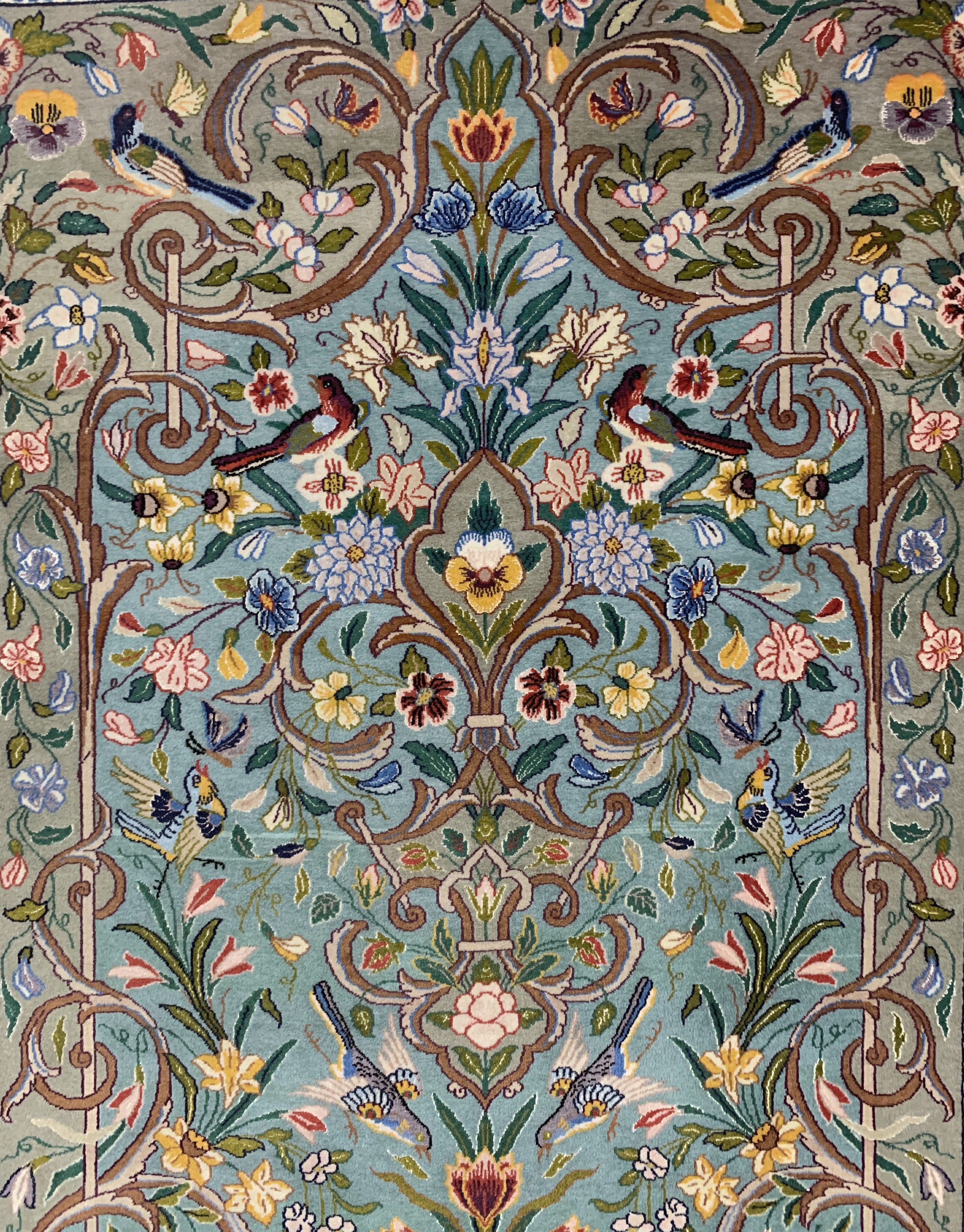 Detail c: Esfahan fein Persien, signiert"Ali Nabawi",Mitte 20.Jhd, Korkwolle mit und auf Seide, ca.160 x 108 cm, EHZ: 2