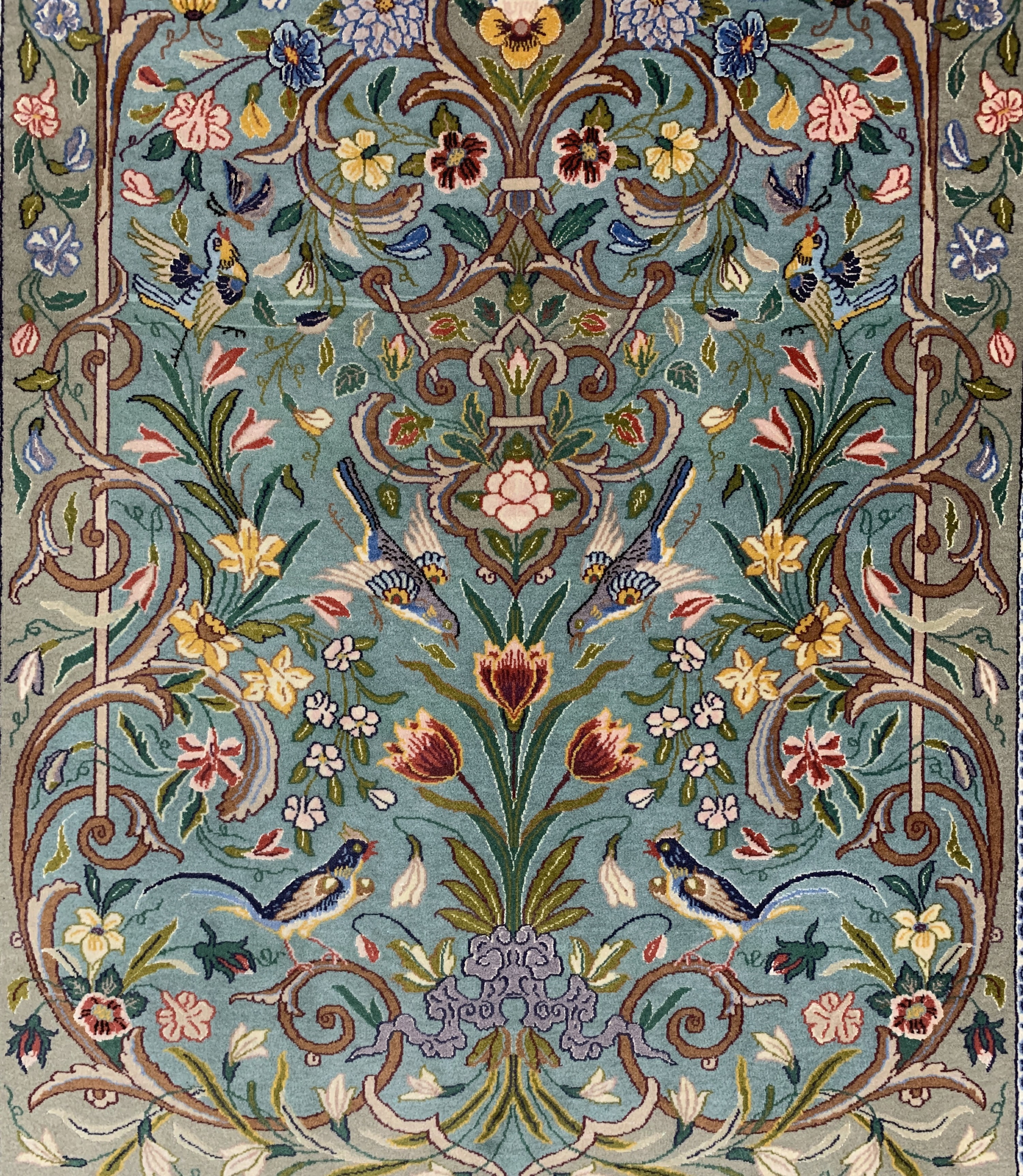 Detail d: Esfahan fein Persien, signiert"Ali Nabawi",Mitte 20.Jhd, Korkwolle mit und auf Seide, ca.160 x 108 cm, EHZ: 2