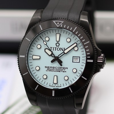 27130945a - TITONI Seascoper 300 Chronometer auf 200 Stück limitierte ungetragene Herrenarmbanduhr ...