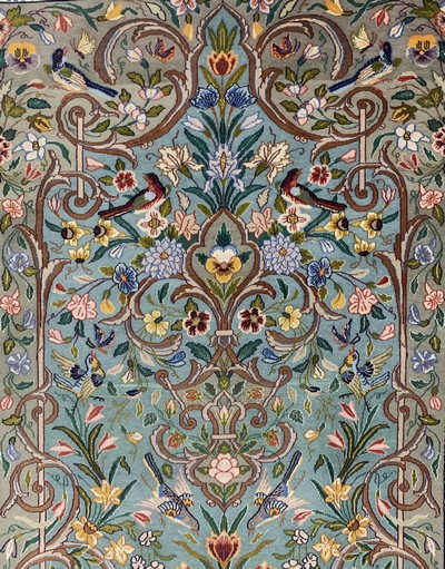 27130955c - Esfahan fein Persien, signiert´Ali Nabawi´,Mitte 20.Jhd, Korkwolle mit und auf Seide, ...