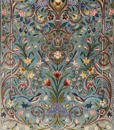 27130955d - Esfahan fein Persien, signiert´Ali Nabawi´,Mitte 20.Jhd, Korkwolle mit und auf Seide, ...