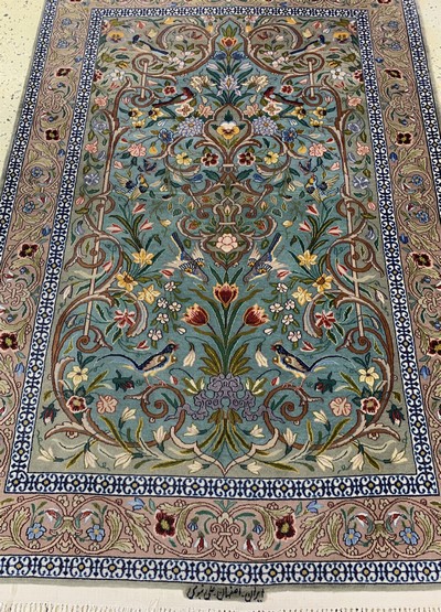 27130955e - Esfahan fein Persien, signiert´Ali Nabawi´,Mitte 20.Jhd, Korkwolle mit und auf Seide, ...