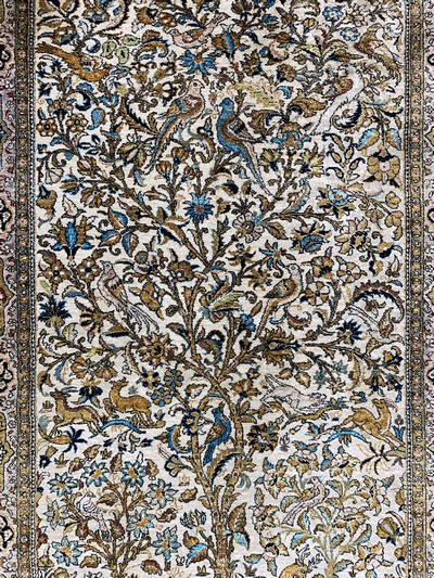 27130966c - Ghom Seide, Persien, Mitte 20.Jhd, reine Naturseide, ca. 157 x 108 cm, EHZ: 2 ...