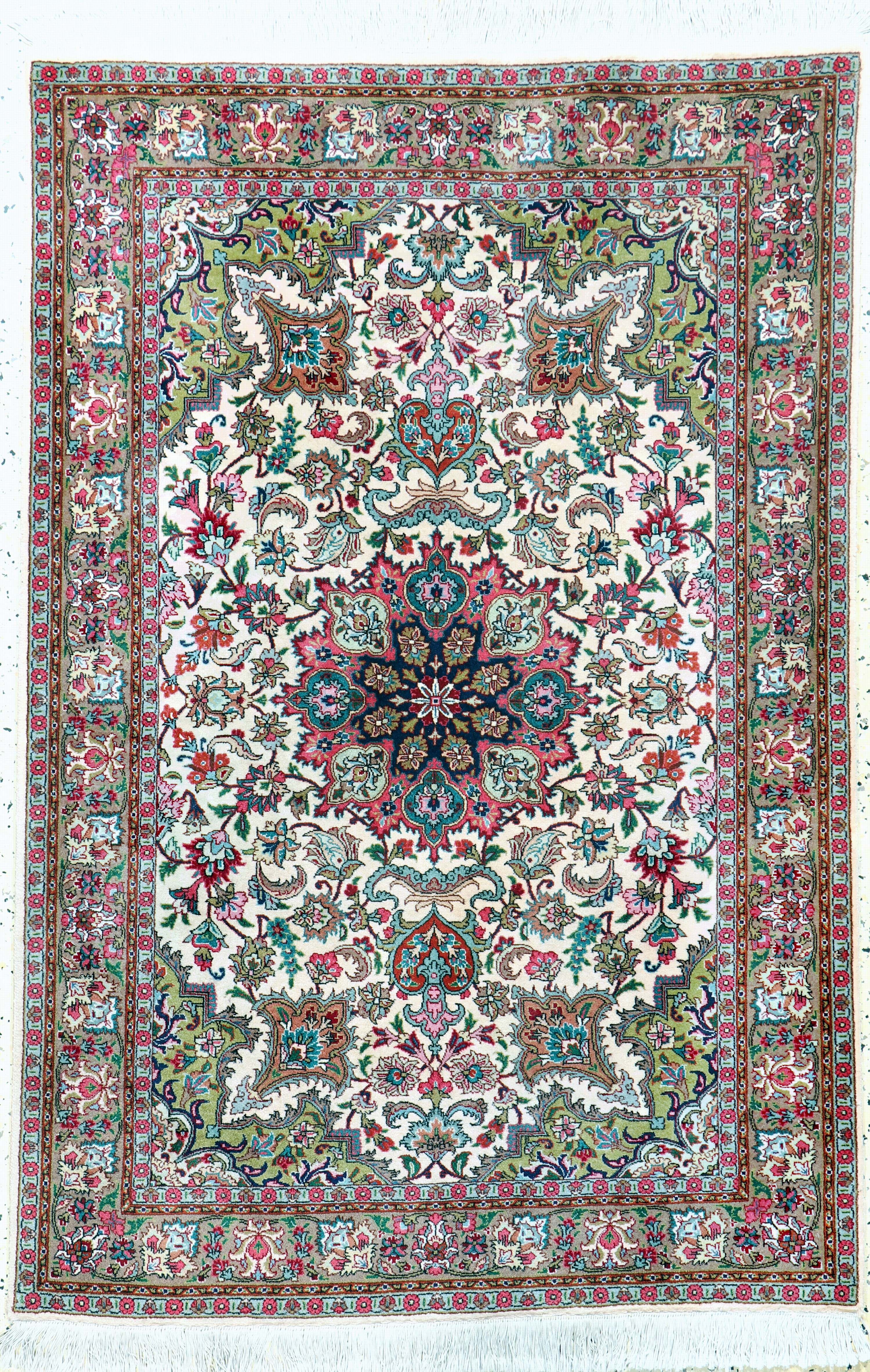 Image 27131010 - Täbriz fein(50 Raj), Persien, Mitte 20.Jhd,Korkwolle auf Baumwolle, ca. 151 x 101 cm, ...