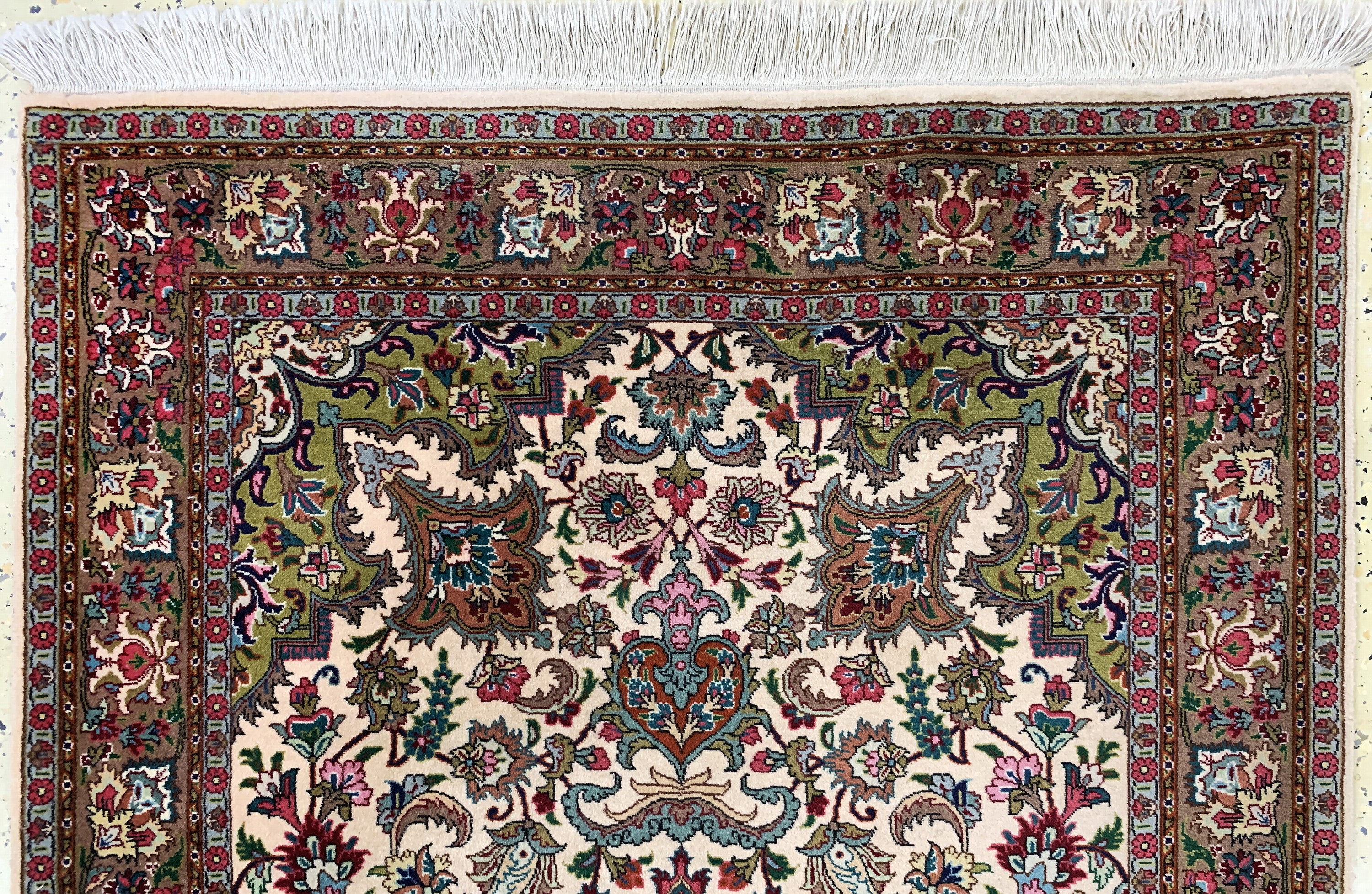 Detail a: Täbriz fein(50 Raj), Persien, Mitte 20.Jhd,Korkwolle auf Baumwolle, ca. 151 x 101 cm, ca.500.000 Kn/qm, EHZ: 2